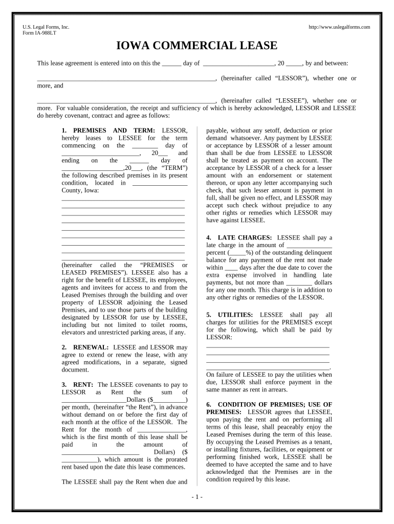 Commercial Building or Space Lease Iowa Fill out & sign online DocHub