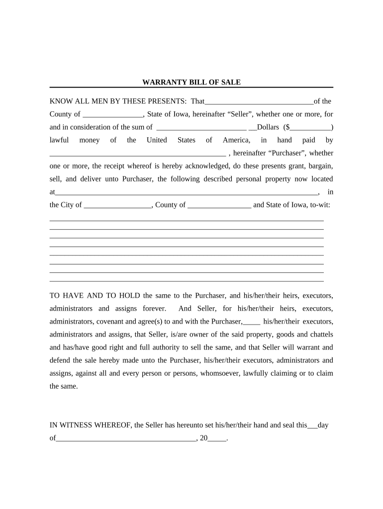 bill of sale iowa Preview on Page 1