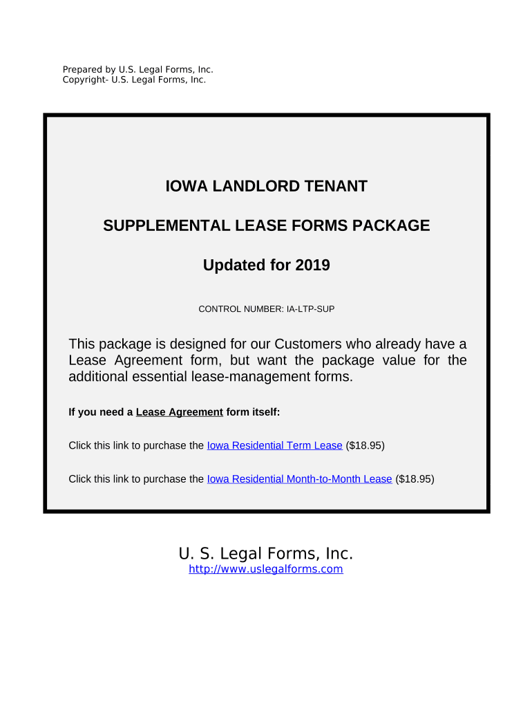 Supplemental Residential Lease Forms Package - Iowa Preview on Page 1.