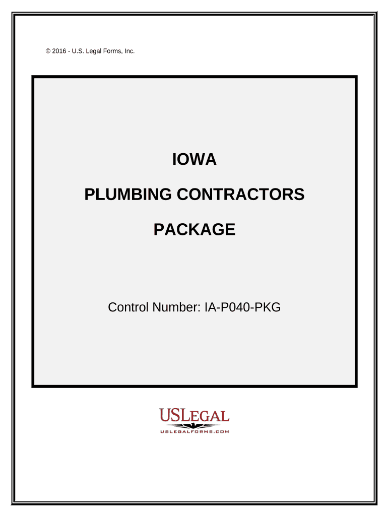 Plumbing Contractor Package - Iowa Preview on Page 1