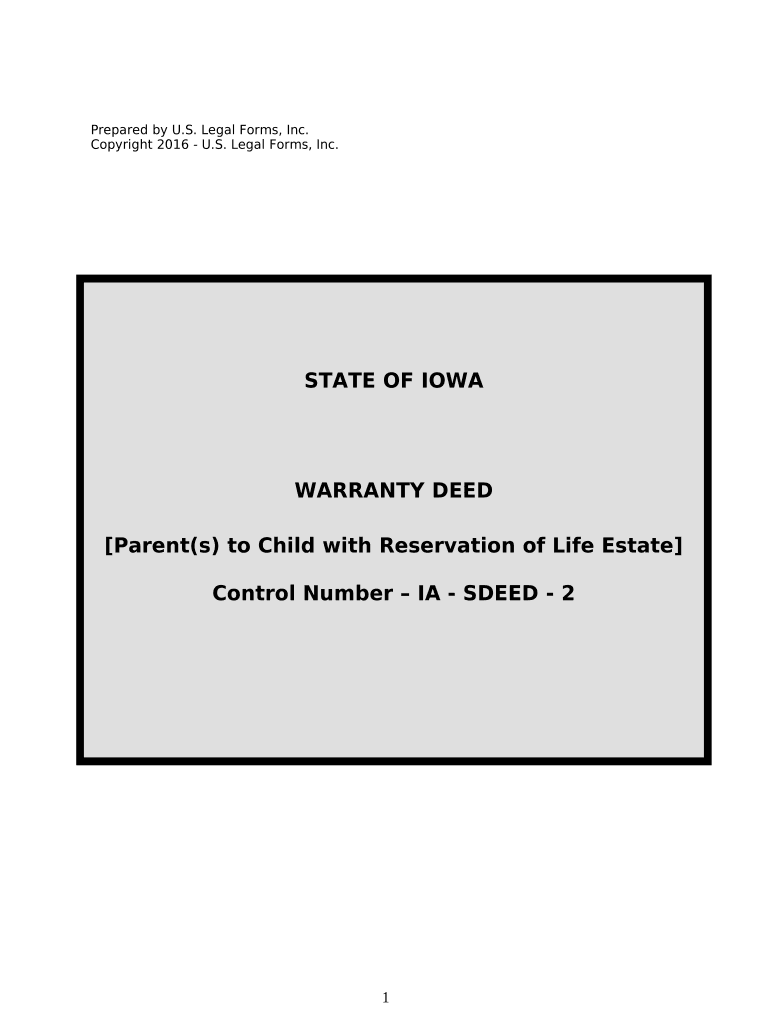 Warranty Deed for Parents to Child with Reservation of Life Estate