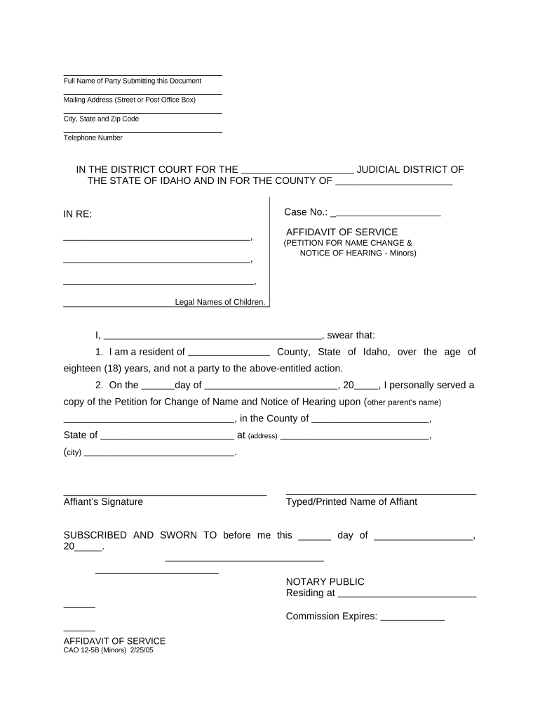 affidavit idaho Preview on Page 1
