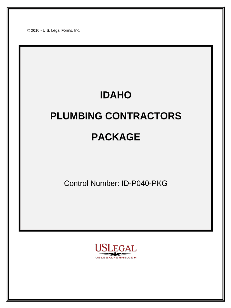 Plumbing Contractor Package - Idaho Preview on Page 1