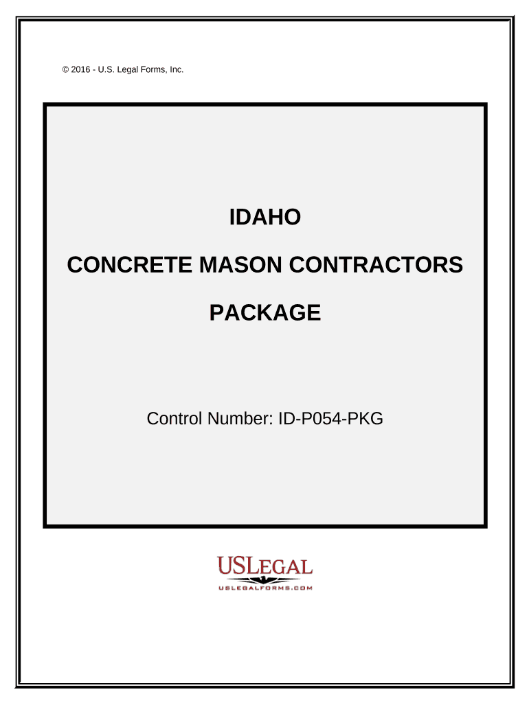 Concrete Mason Contractor Package - Idaho Preview on Page 1.