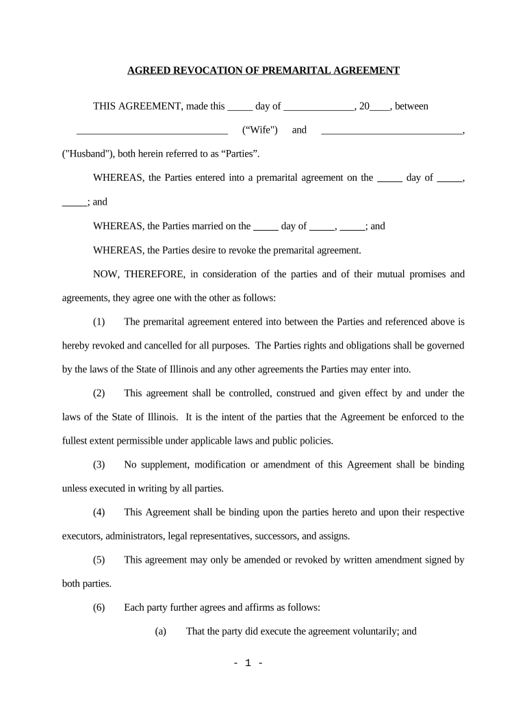 revocation of prenuptial agreement form Preview on Page 1