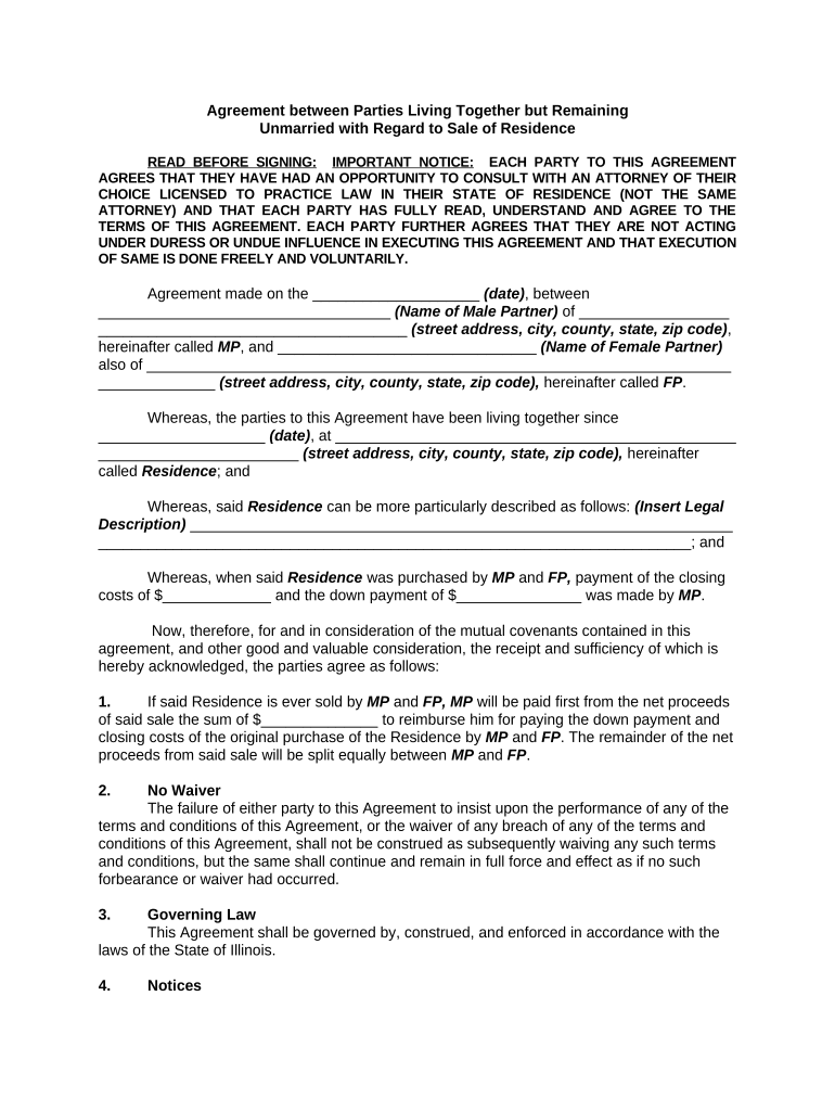 cohabitation agreement illinois Preview on Page 1