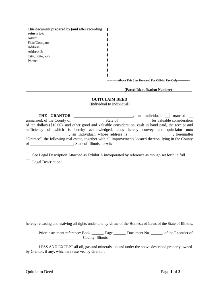 quit claim deed illinois Preview on Page 1