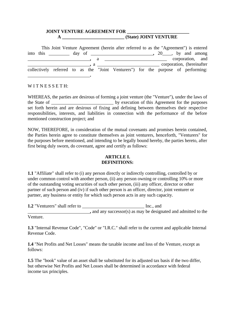 construction joint venture agreement doc Preview on Page 1