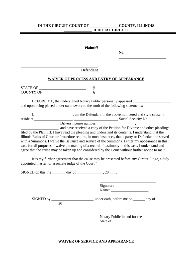 Illinois Entry Appearance Doc Template PdfFiller