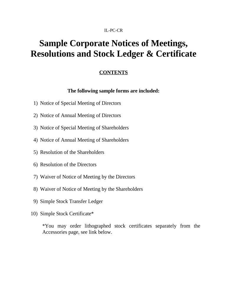 Annual Minutes for an Illinois Professional Corporation - Illinois Preview on Page 1