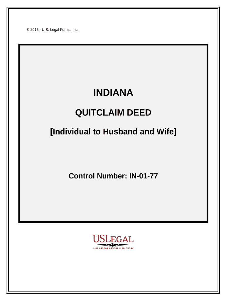 Quitclaim Deed from Individual to Husband and Wife - Indiana Preview on Page 1.