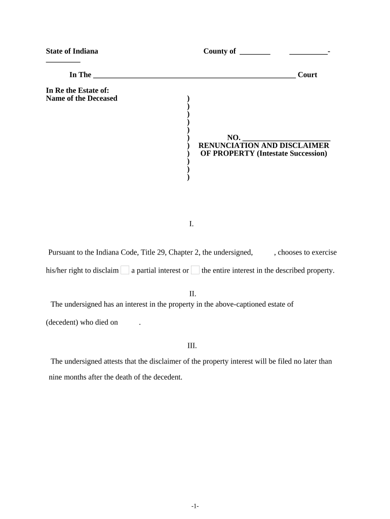 indiana intestate succession Preview on Page 1