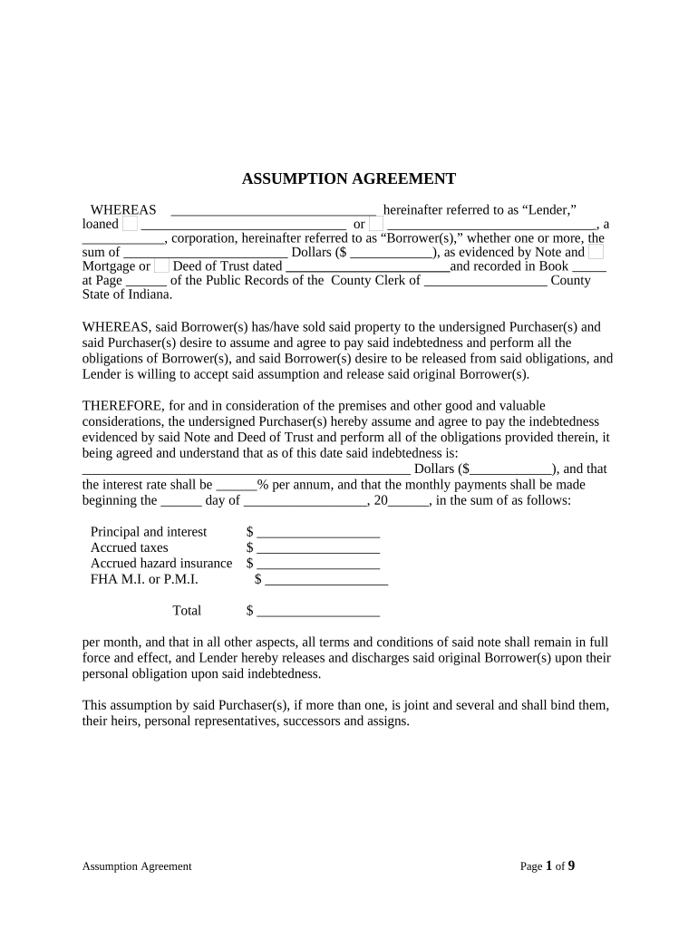 Assumption Agreement of Mortgage and Release of Original Mortgagors