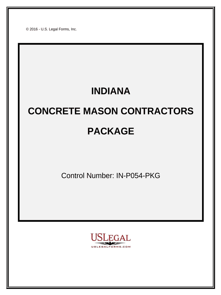 Concrete Mason Contractor Package - Indiana Preview on Page 1.