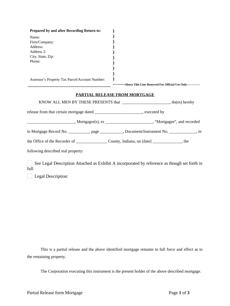 partial mortgage release form Preview on Page 1