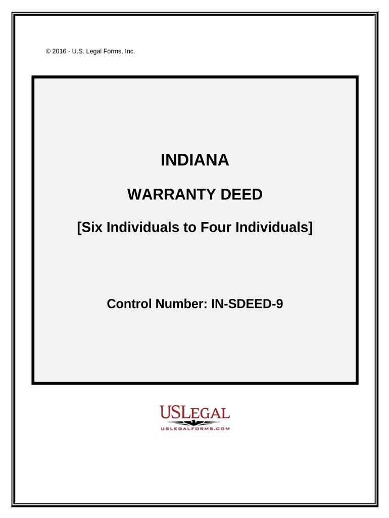 Warranty Deed - Six Individuals to Four Individuals - Indiana Preview on Page 1