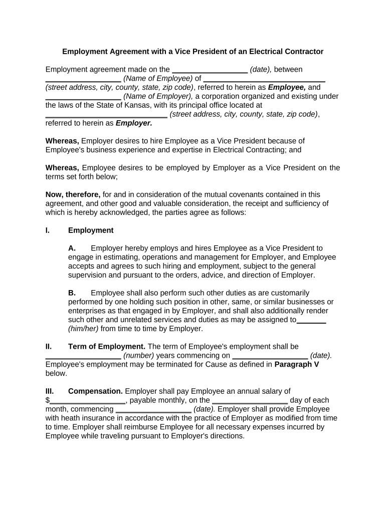 vice president employment agreement Preview on Page 1