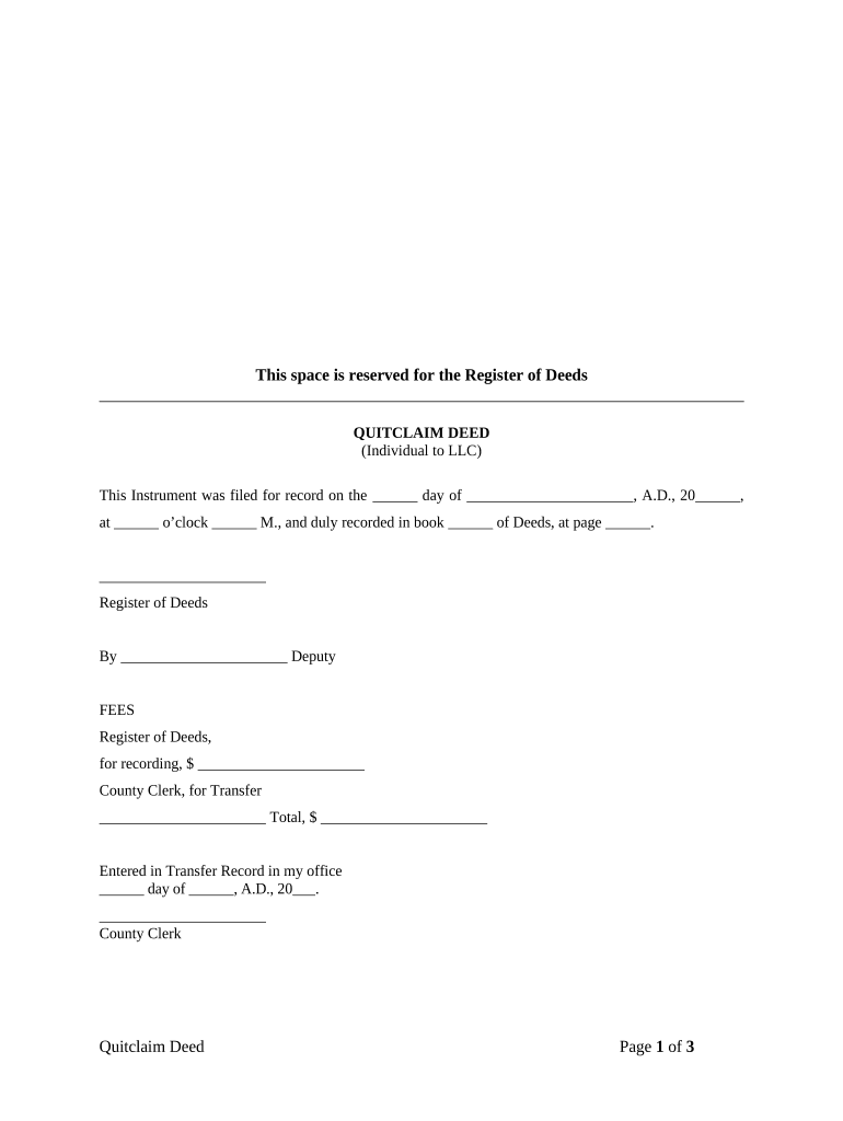 quit claim deed to llc Preview on Page 1