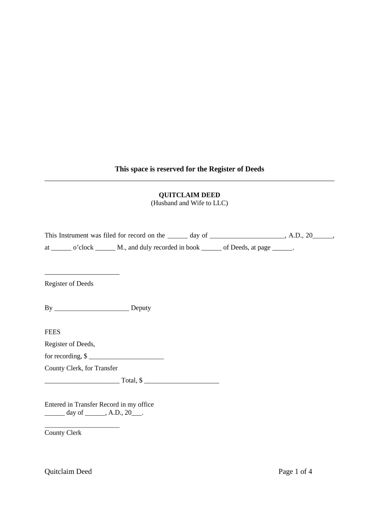 Quitclaim Deed from Husband and Wife to LLC - Kansas Preview on Page 1