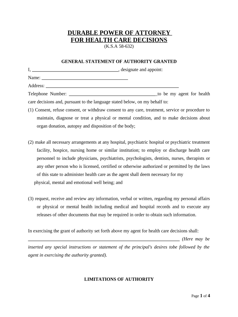 kansas medical power of attorney Preview on Page 1