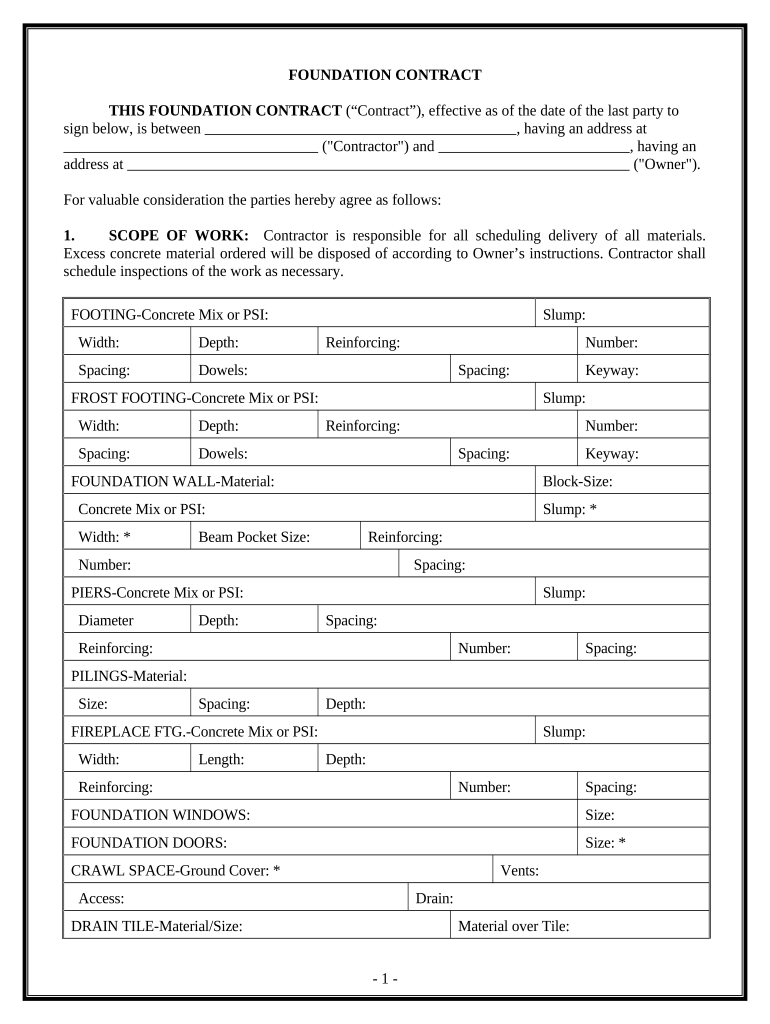 Foundation Contract for Contractor - Kentucky Preview on Page 1