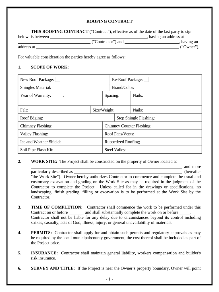 roofing contract Preview on Page 1