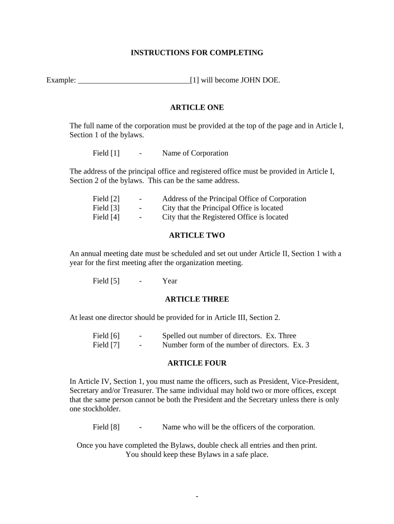 bylaws Preview on Page 1