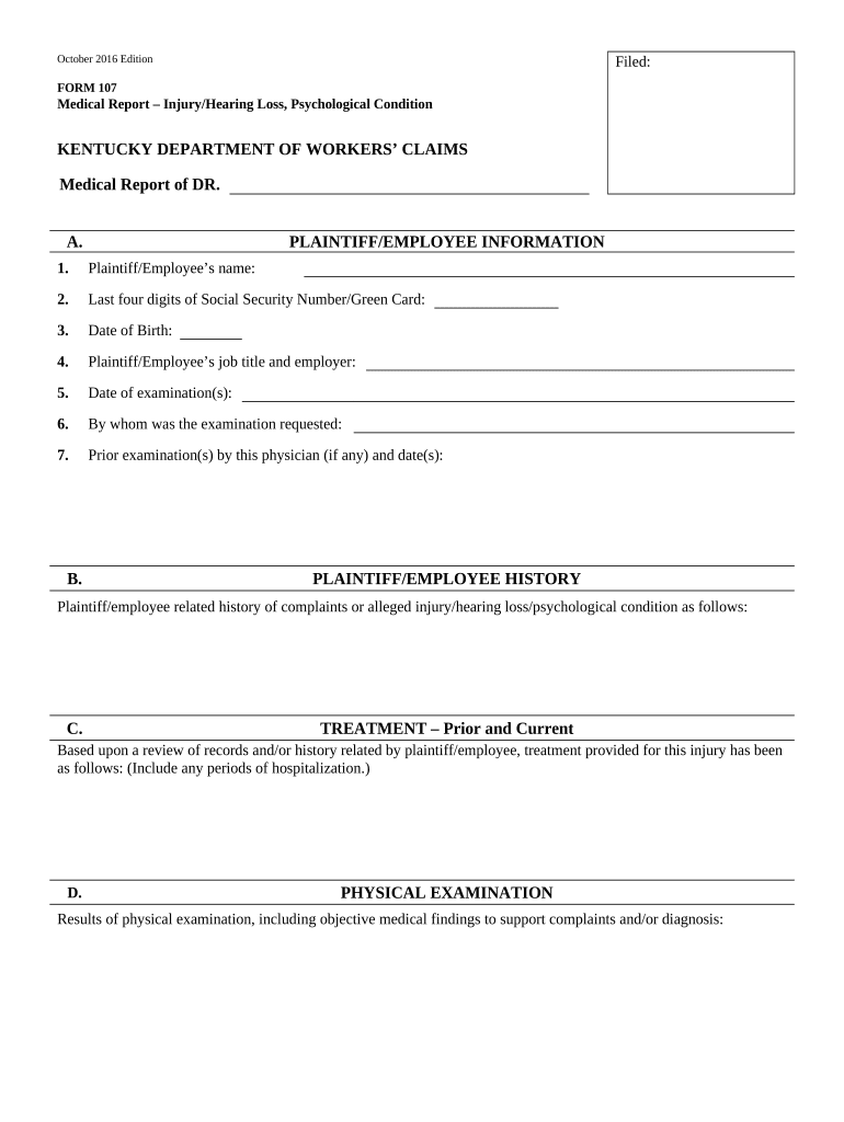 which is the special report that is completed and submitted to the workers' compensation payer when the patient first seeks treatment for a work related injury Preview on Page 1