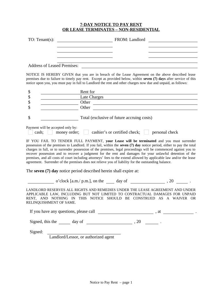 kentucky seven day notice to pay rent or quit Preview on Page 1