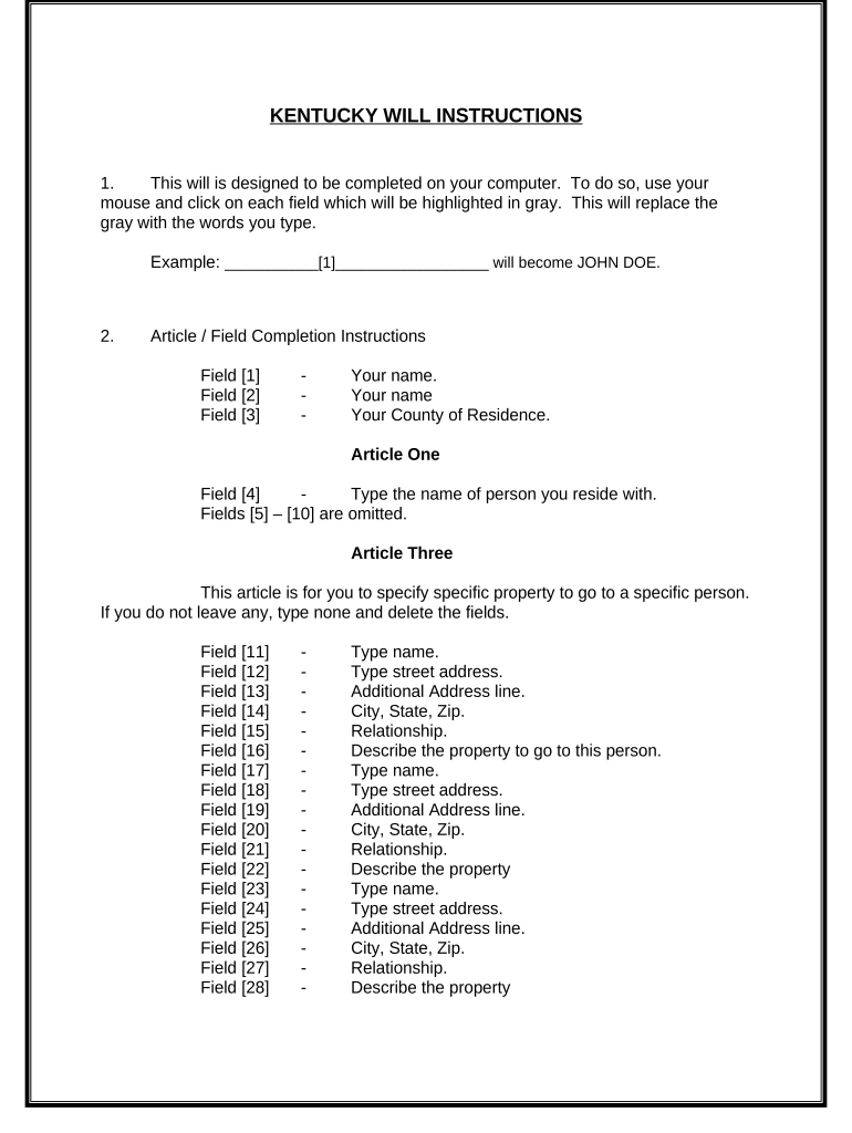 Mutual Wills containing Last Will and Testaments for Unmarried Persons living together with No Children - Kentucky Preview on Page 1