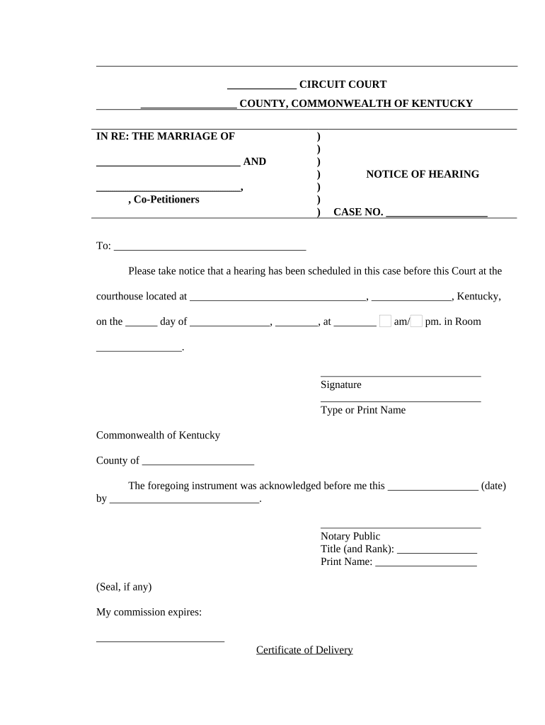 notice of hearing Preview on Page 1