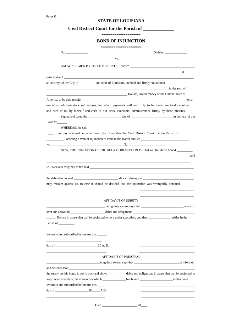 louisiana bond form Preview on Page 1.