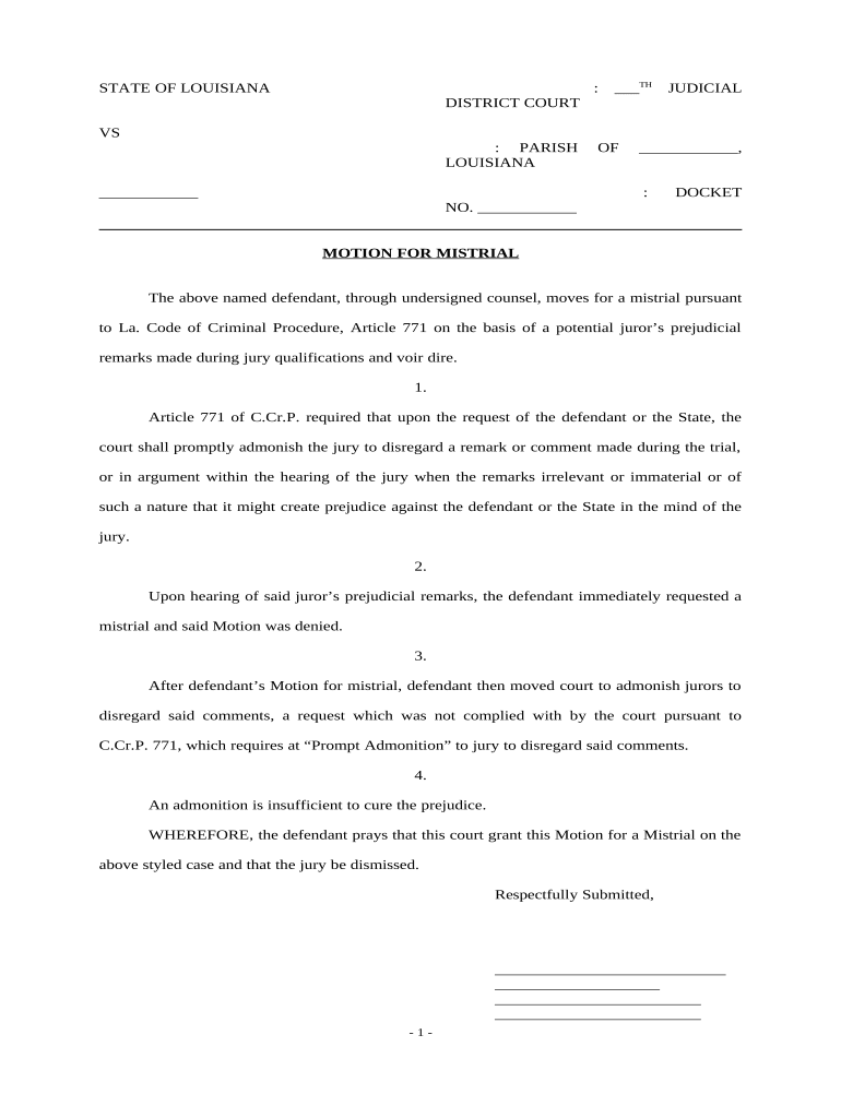 mistrial louisiana Preview on Page 1