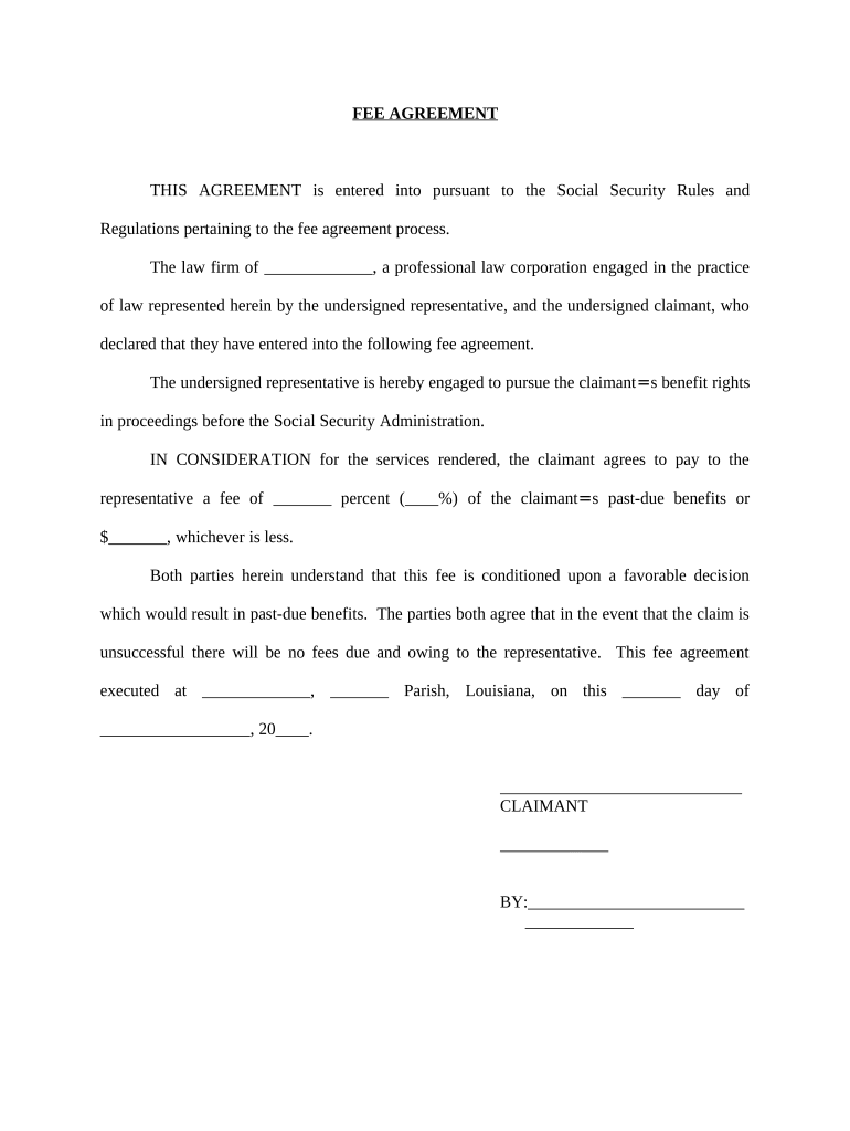 Fee Agreement - Louisiana Preview on Page 1