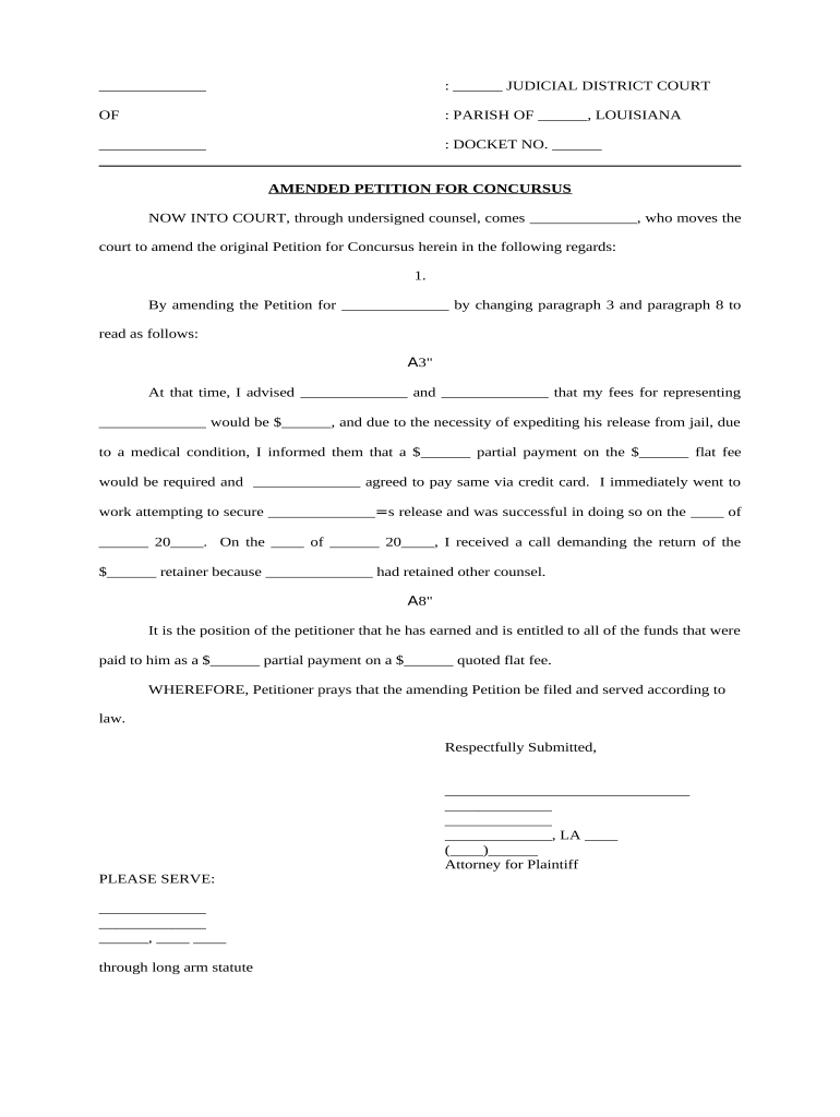 louisiana amended petition Preview on Page 1