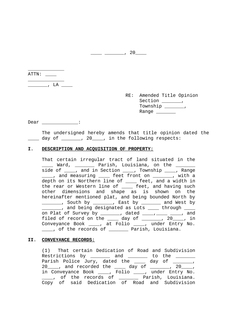 Amended Title Opinion - Louisiana Preview on Page 1