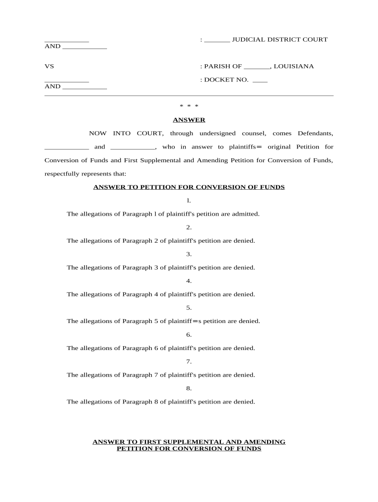 louisiana answer petition Preview on Page 1