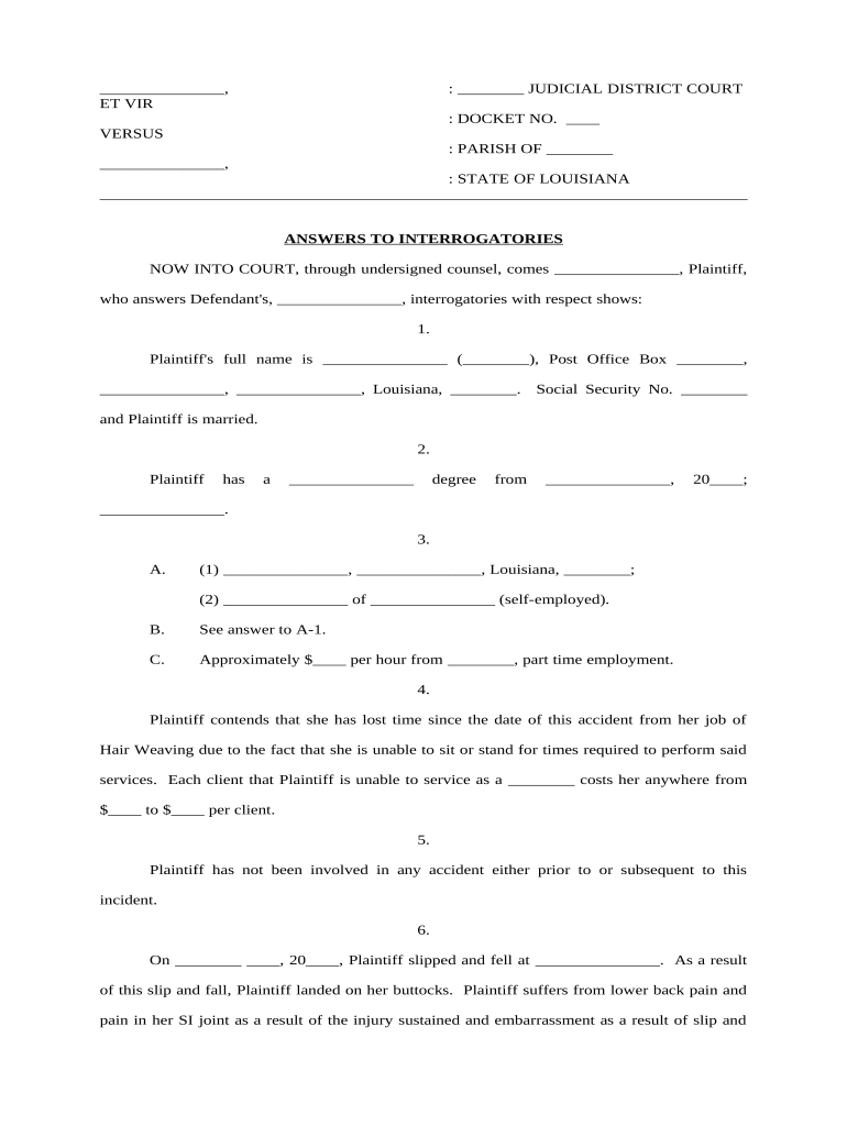 louisiana interrogatories Preview on Page 1