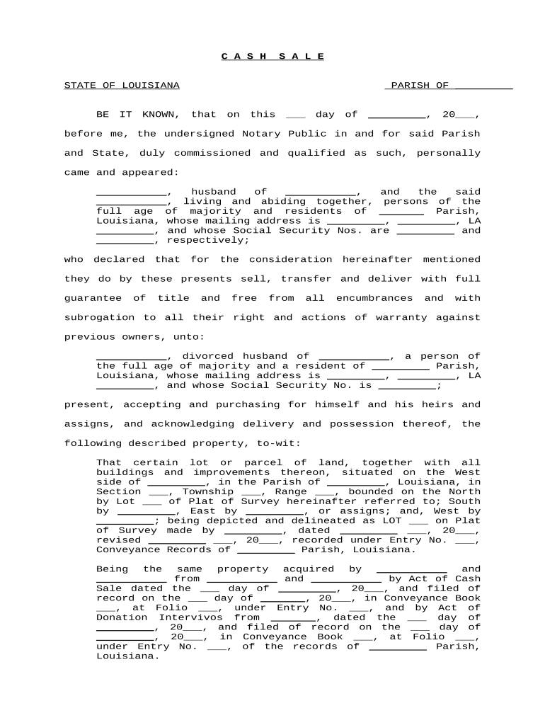 act of cash sale louisiana Preview on Page 1.