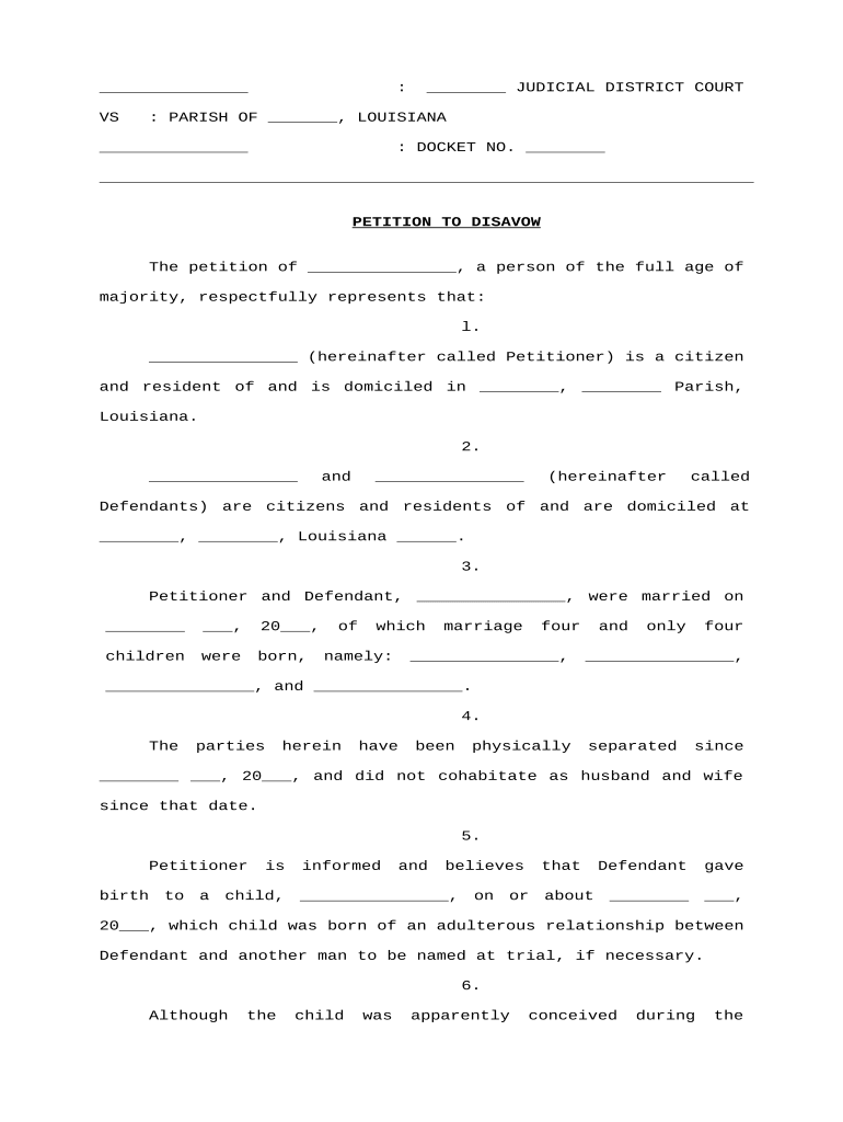 disavowal of paternity louisiana Preview on Page 1