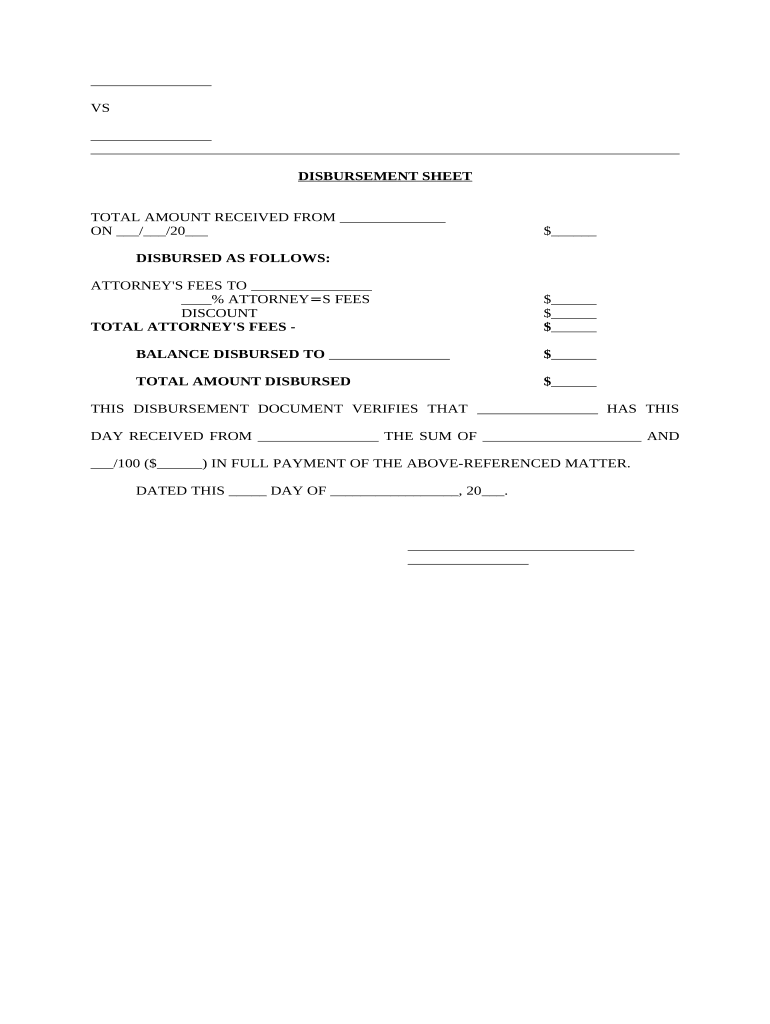 disbursement sheet Preview on Page 1