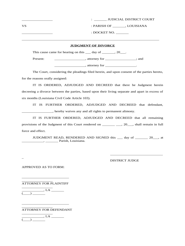 grounds for immediate divorce in louisiana Preview on Page 1