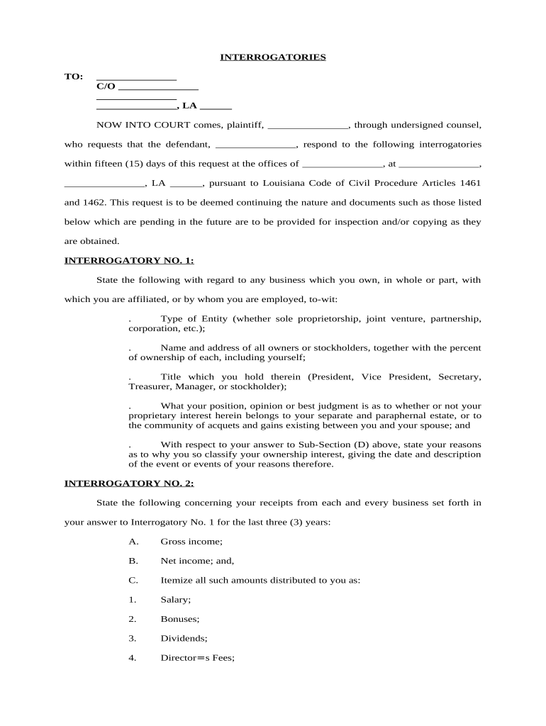 louisiana interrogatories Preview on Page 1