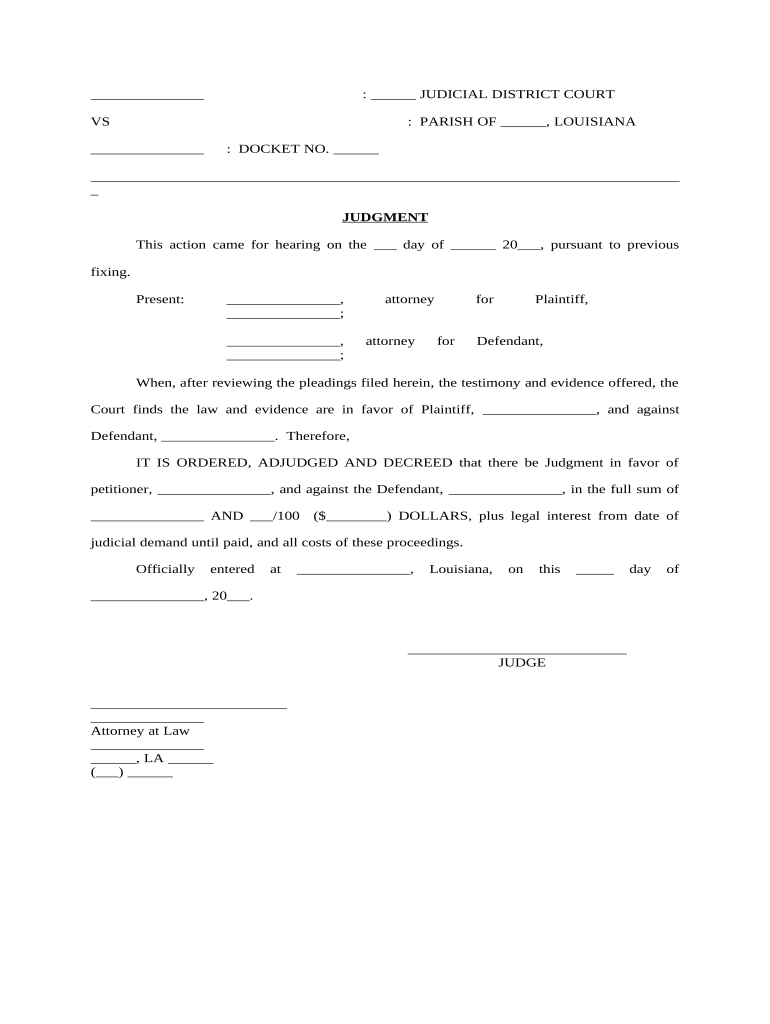 louisiana judgment Preview on Page 1