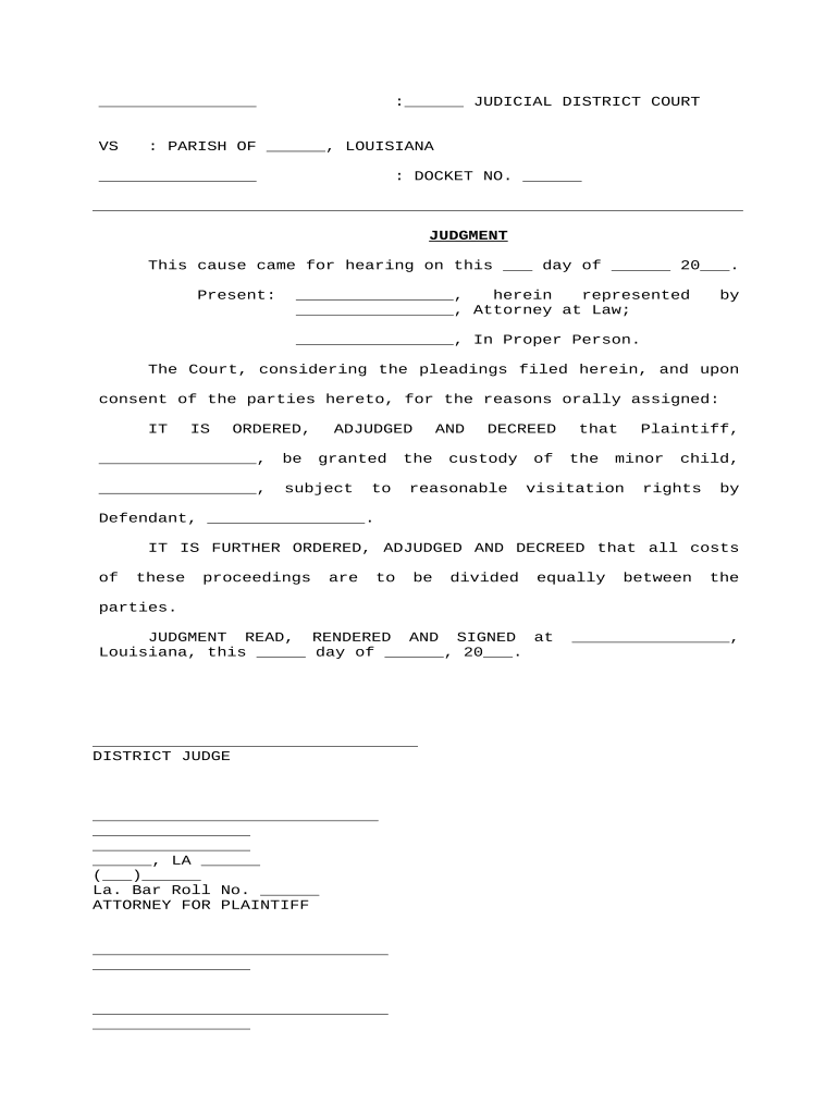 judgment custody Preview on Page 1.