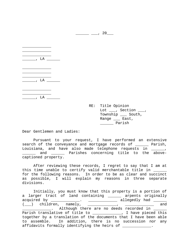 attorney opinion letter real estate Preview on Page 1