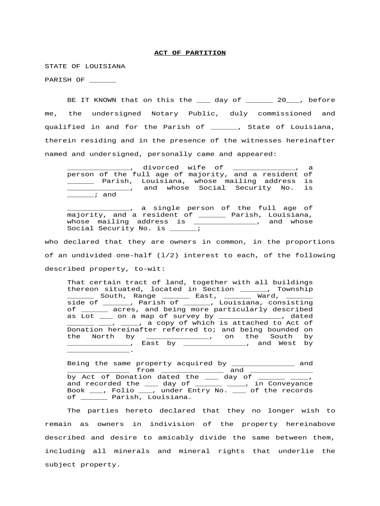 Partition action forms fill out sign online dochub
