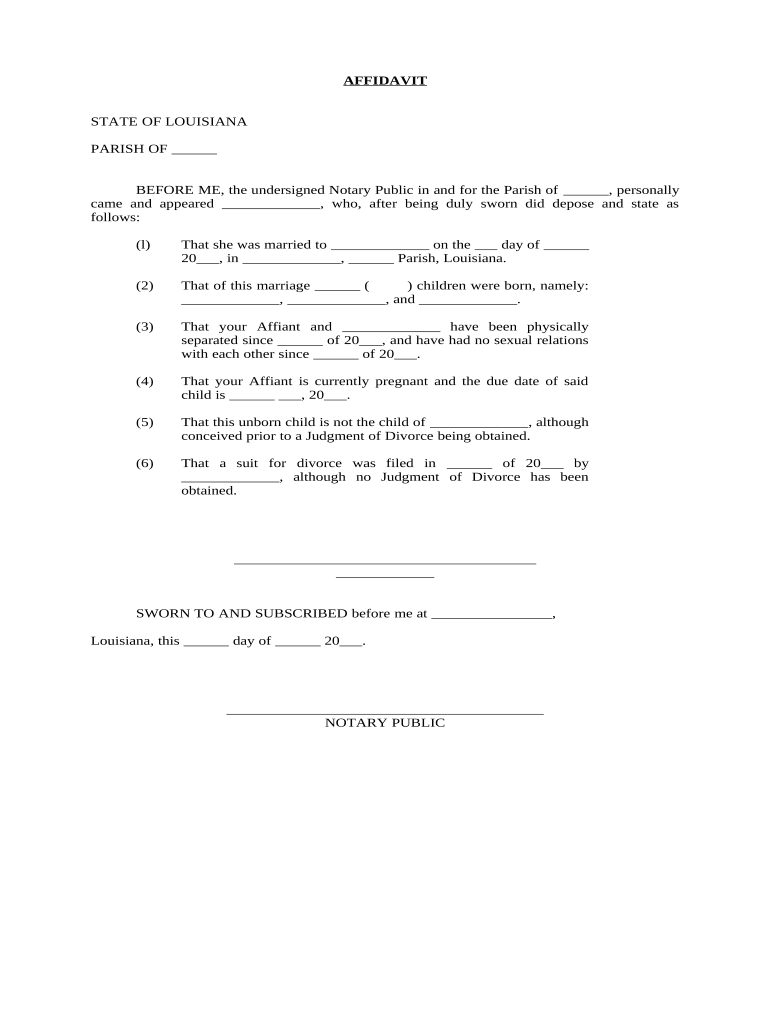 affidavit of paternity form Preview on Page 1