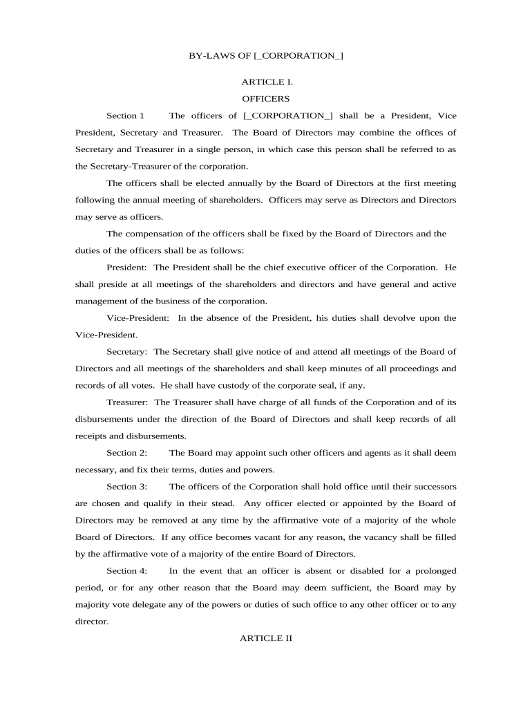 bylaws corporation Preview on Page 1