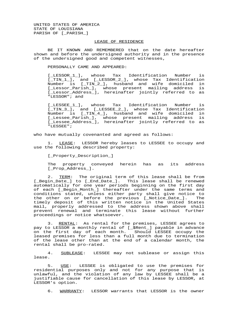 louisiana residence Preview on Page 1